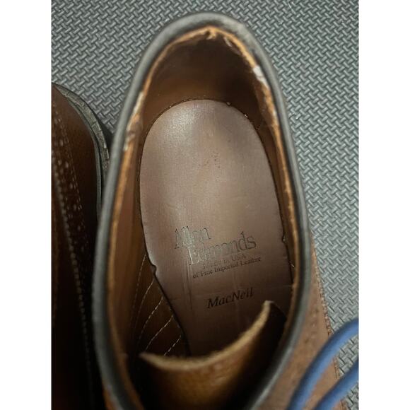 Allen Edmonds MacNeil Brown Leather‎ Long Wingtip Shoes Blue Laces Size 7D 9247 - Picture 3 of 10